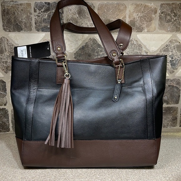 Wilson’s Leather onyx/brown PURSE 14” wide x 10” Tall. - Picture 2 of 16